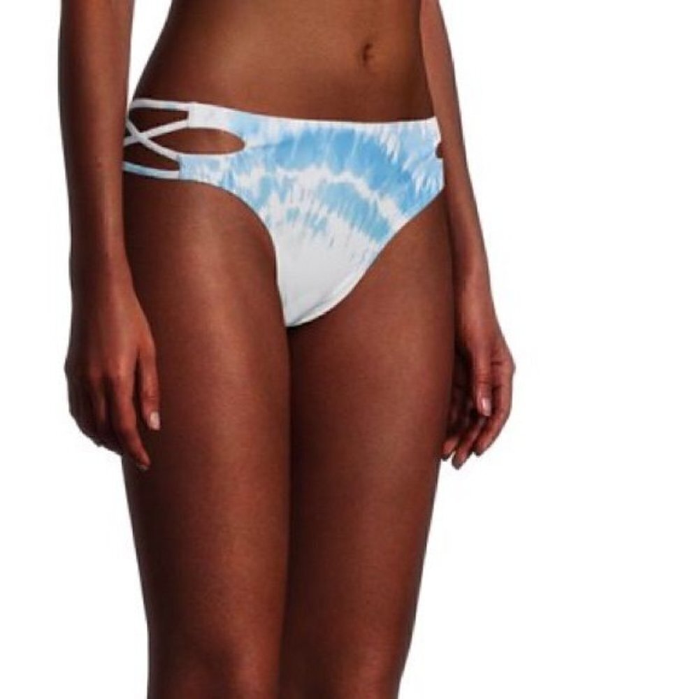 New XOXO Tie Dye Cloud Bikini Swim Bottom Blue White Strappy Side Sz M